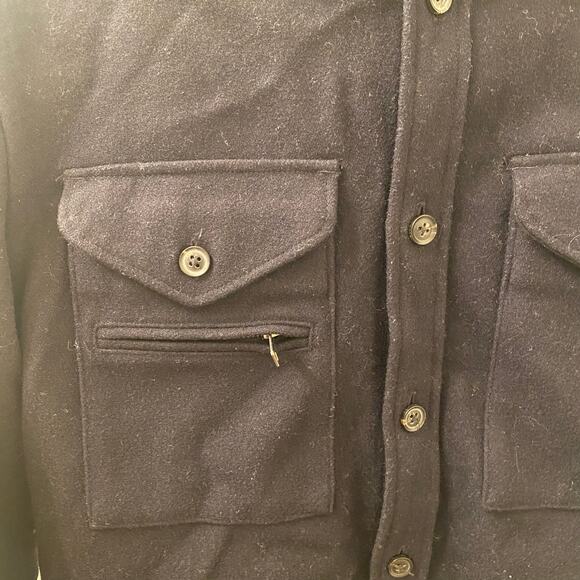 AllSaints Black Wool Blend Button Down Shirt Size Small - Picture 3 of 6